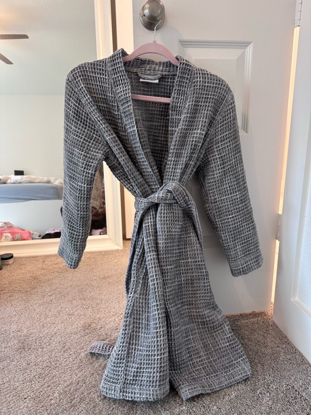 Parachute Grey Waffle-Knit Robe Jacket with Tie